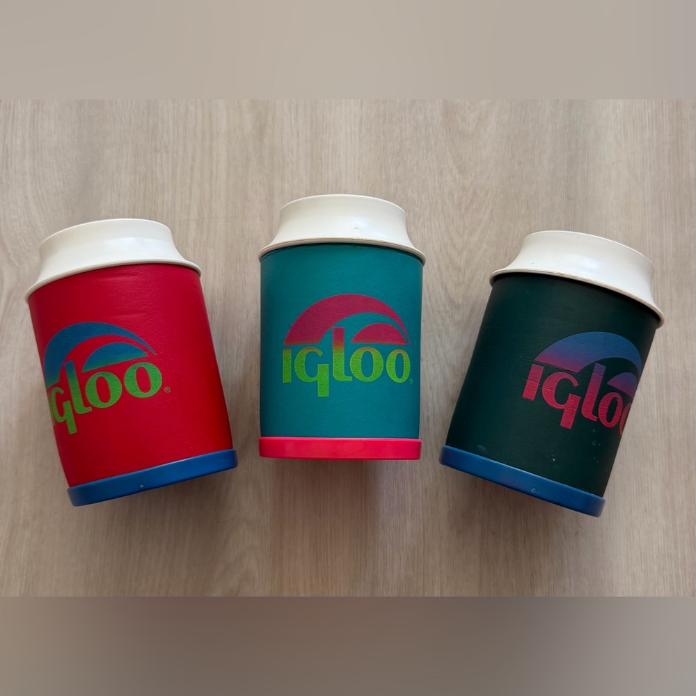 3 Retro 80s Vintage IGLOO Can Cooler Koozie Beer Beverage Holder Coozie USA